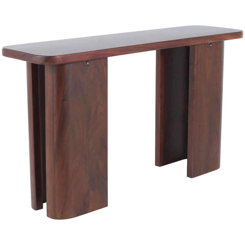 Wood Console Table with Curved Legs Panels - Dark Brown - 