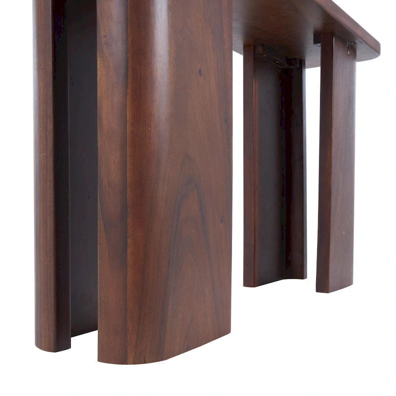 Console en bois avec panneaux à pieds incurvés - Marron foncé -