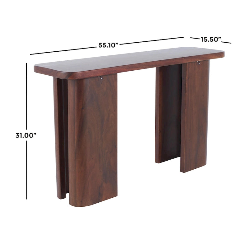 Console en bois avec panneaux à pieds incurvés - Marron foncé -