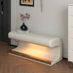 Banc d'entrée en cuir capitonné avec lumière LED à détecteur pour salon, chambre, bout de lit