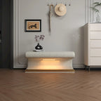 Banc d'entrée en cuir capitonné avec lumière LED à détecteur pour salon, chambre, bout de lit