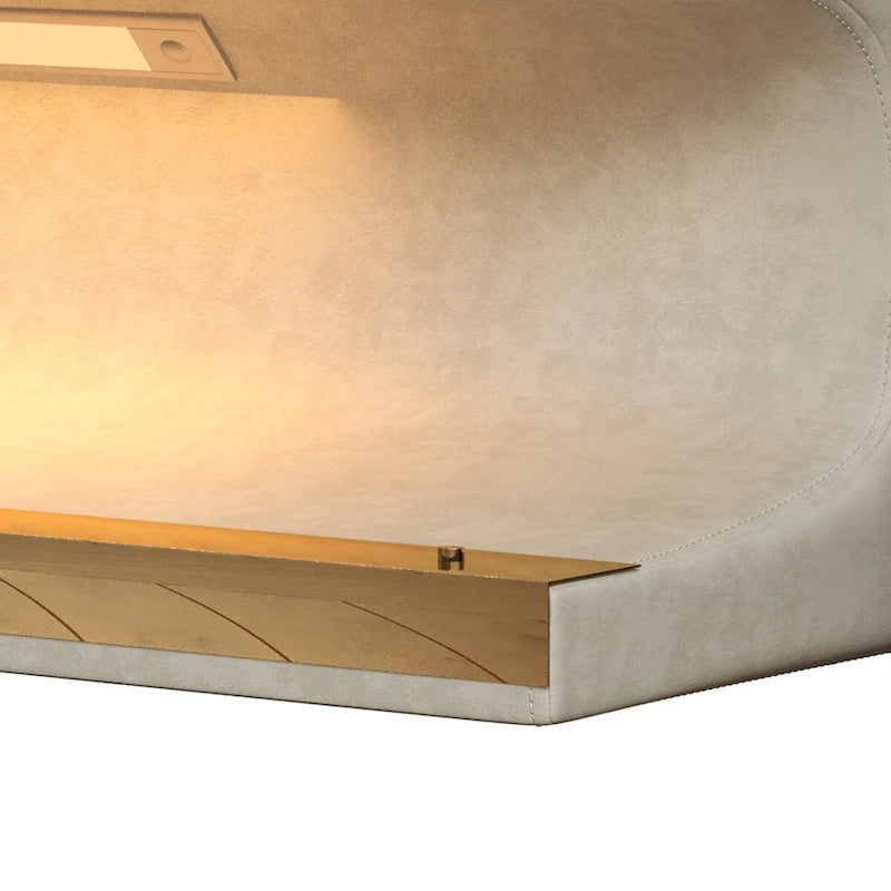Banc d'entrée en cuir capitonné avec lumière LED à détecteur pour salon, chambre, bout de lit