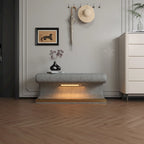 Banc d'entrée en cuir capitonné avec lumière LED à détecteur pour salon, chambre, bout de lit